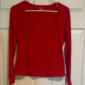 Pumiey Red Long Sleeve Women's Top